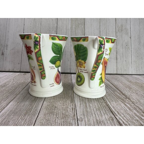 Vtg Crown Trent Fine Bone China Fruit Set of 2 Mugs Kiwi Papaya Pomegranate Fig - Picture 3 of 16